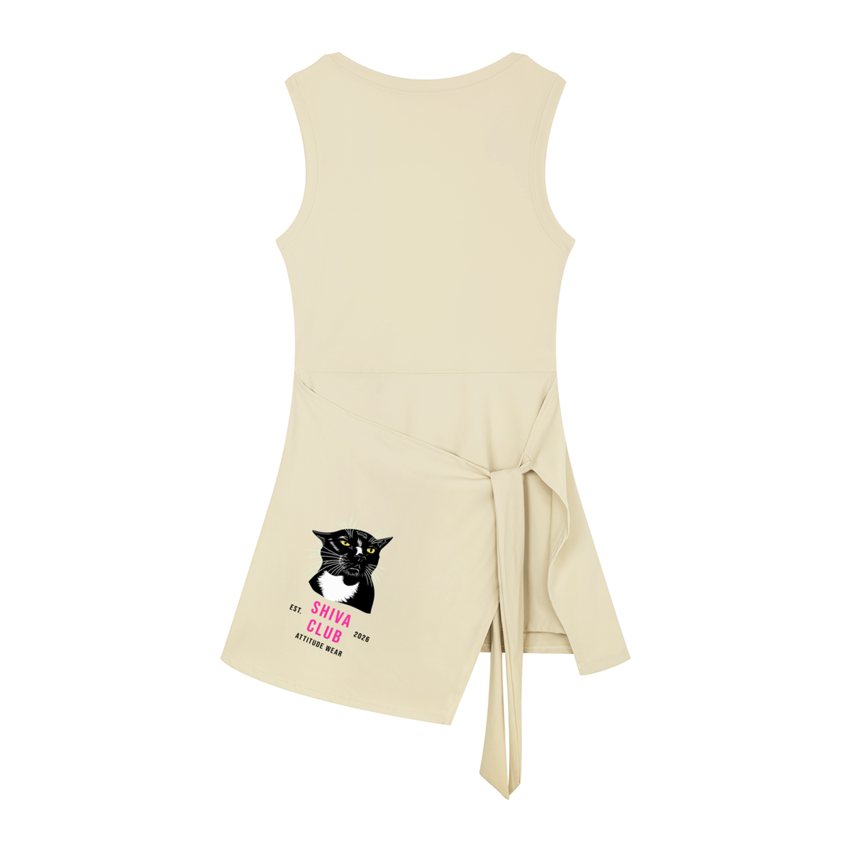 Club straight Sleeveless Dress apricot/grey